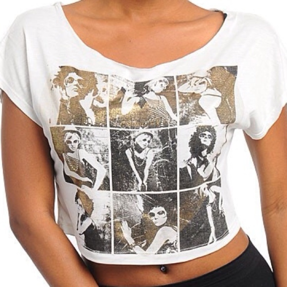 White Graphic Crop T-Shirt with Short Sleeves
